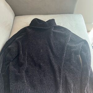 Black Chenille Turtleneck Sweater XL